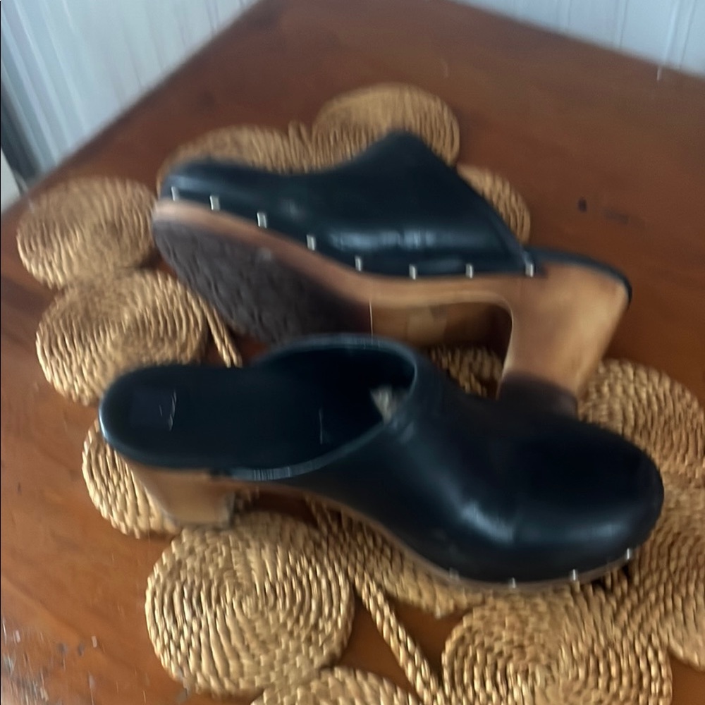 UGG Black Leather Clogs